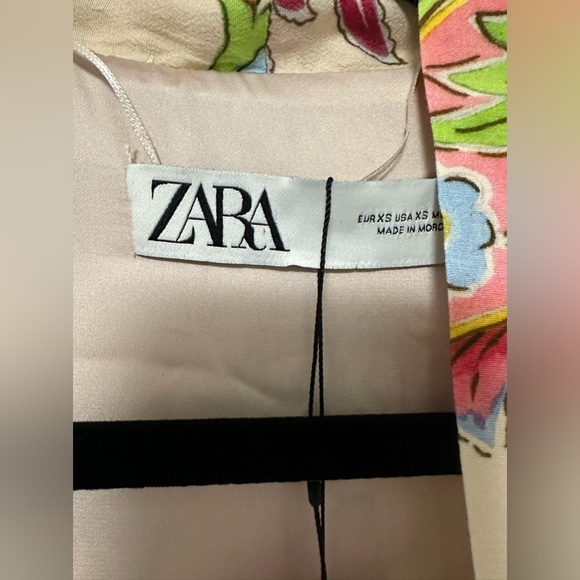 NWT ZARA Floral Printed Long Kimono Belted Beach Boho Style Pink Size XS - Picture 4 of 16